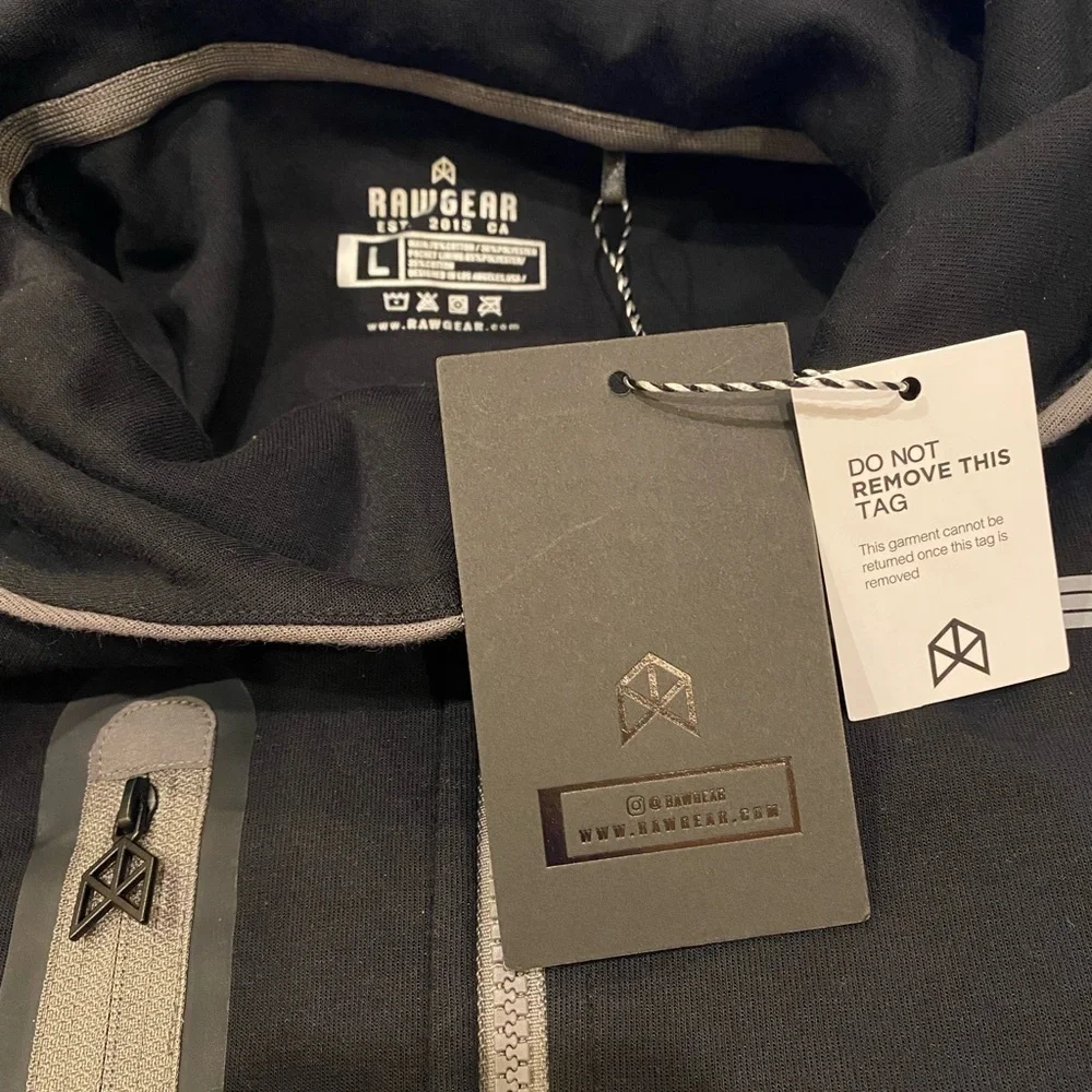 NWT RawGear Pro Tech Track Hoodie Black & Gray Size Large - Picture 5 of 6